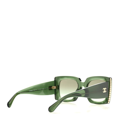 Chanel Acetate Pearl Rectangle Sunglasses 5480-H-A Dark Green 4 of 8