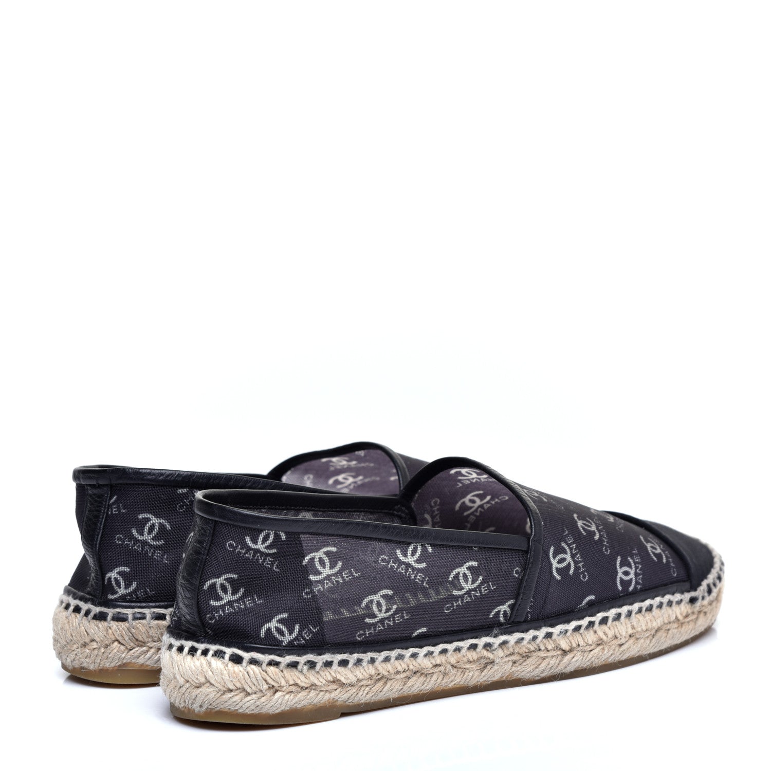 Chanel Mesh Grosgrain CC Espadrilles 39 Black White 4 of 8