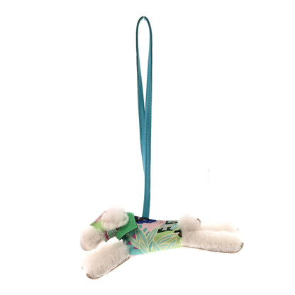 Hermes Milo Lambskin Shearling Silk Budy Charm Aloha Blue Hydra Vert Comics 1 of 5