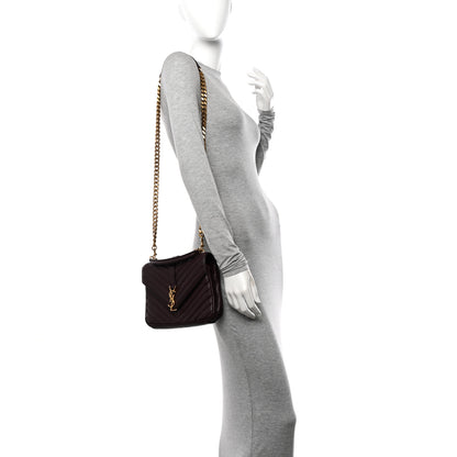 Saint Laurent Sheepskin Matelasse Chevron Monogram Medium College Bag Rouge Legion 3 of 12