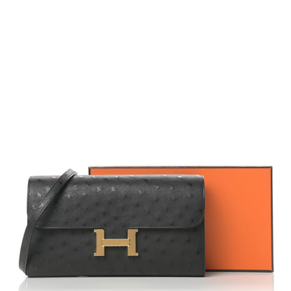 Hermes Ostrich Constance Long Wallet To Go Black 13 of 13