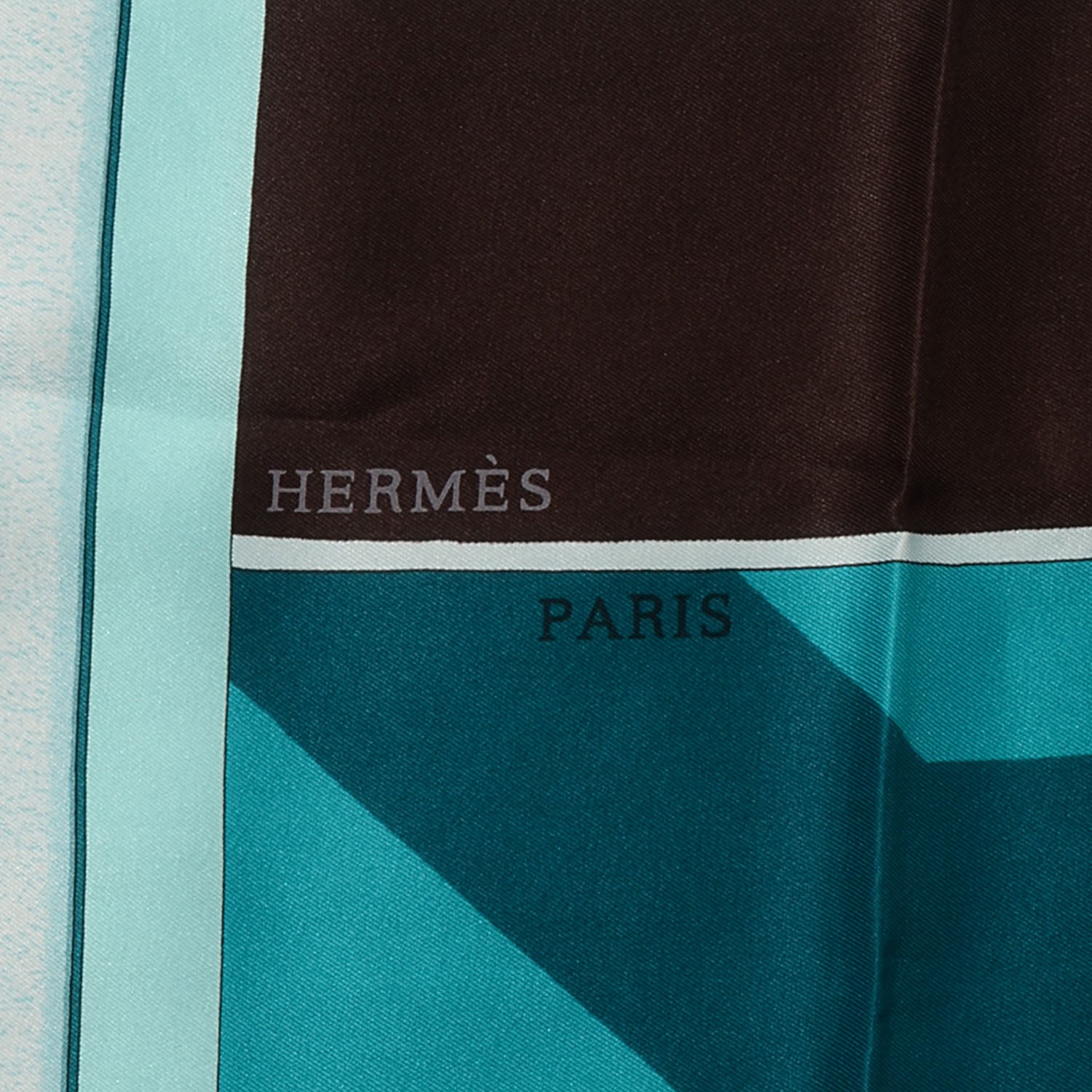 Hermes Silk Swinging Saint Germain Scarf 70 Ivory Marron Fonce Turquoise 3 of 6