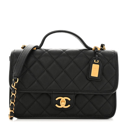 Chanel Caviar Quilted School Memory Small Top Handle Flap Black 1 of 11