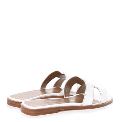 Hermes Box Calfskin Oran Sandals 36.5 White 4 of 8