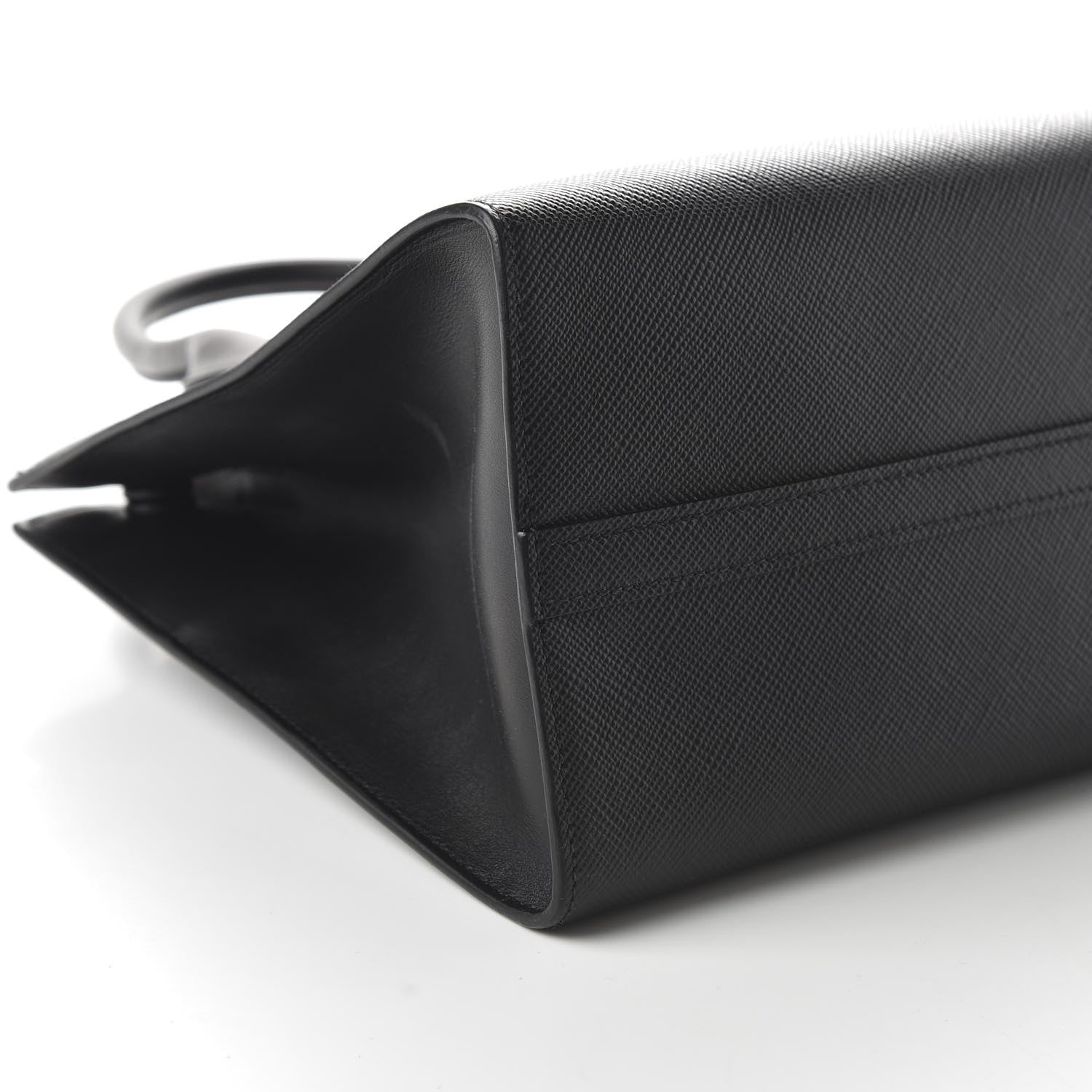 Prada Saffiano Cuir Calfskin Medium Monochrome Top Handle Tote Black 7 of 10