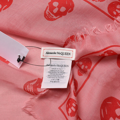 Alexander McQueen Silk Chiffon Skull Scarf Roseate Red 4 of 5