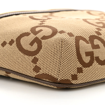Gucci Monogram Jumbo GG Textured Dollar Calfskin Web Belt Bag Camel Ebony New Acero 10 of 10