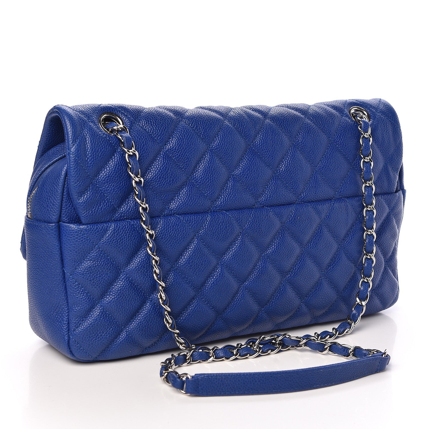 Chanel Caviar Quilted Jumbo Easy Flap Blue 3 of 10