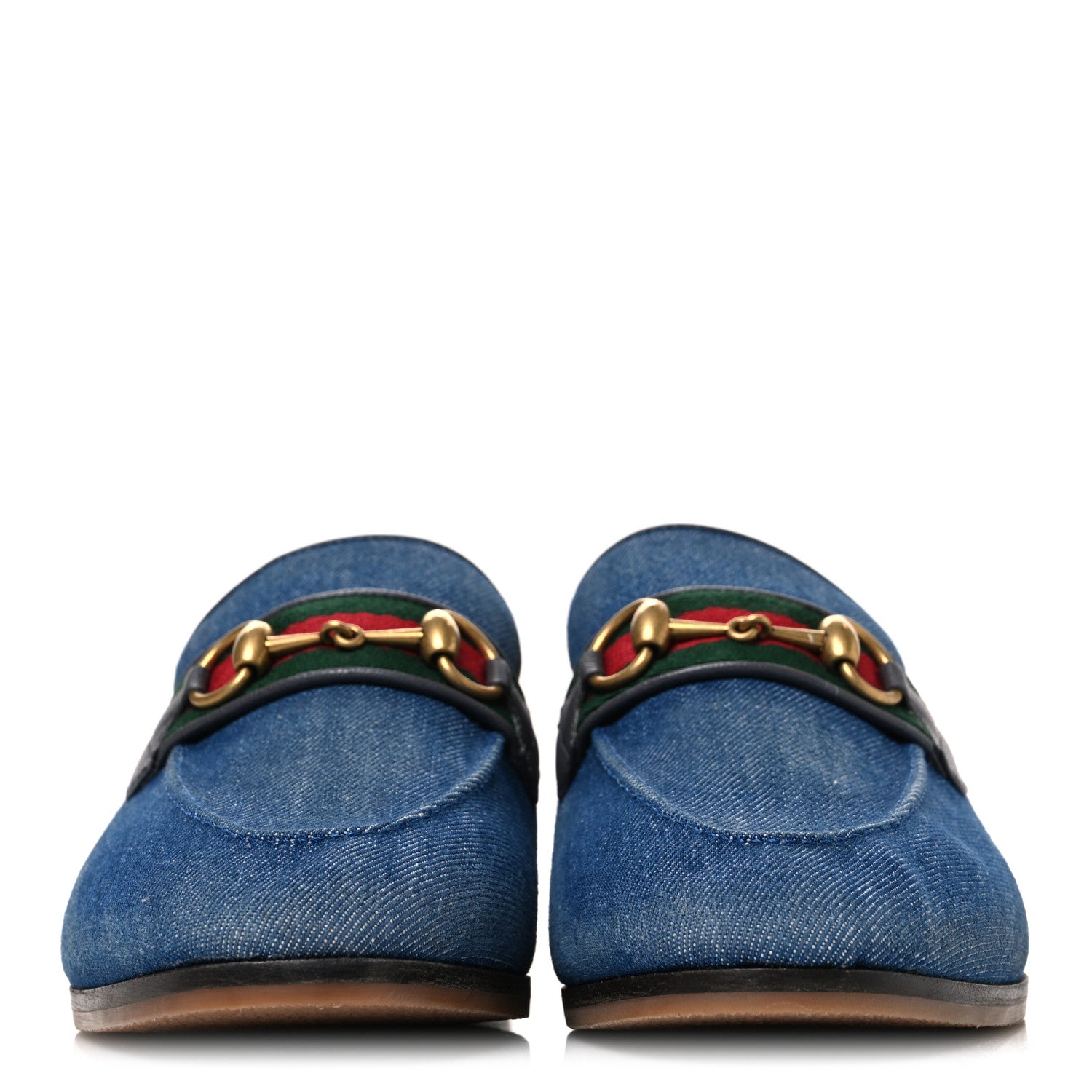 Gucci New Denim Delave Web Mens Horsebit Loafers 8 Blue 3 of 11