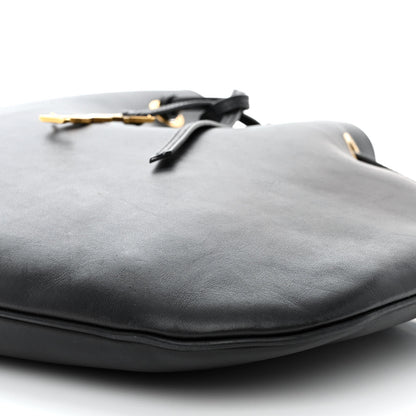 Saint Laurent Smooth Calfskin Paris VII Large Flat Hobo Black 12 of 19