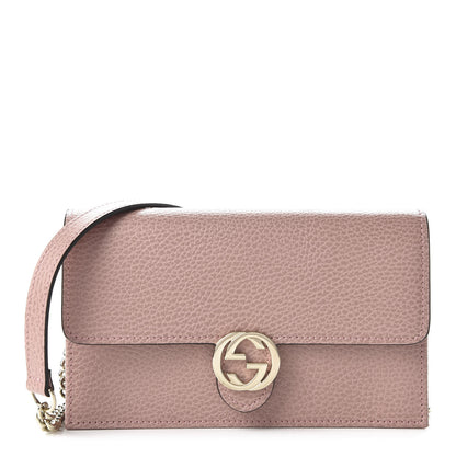 Gucci Dollar Calfskin Interlocking G Chain Wallet Soft Pink 1 of 10