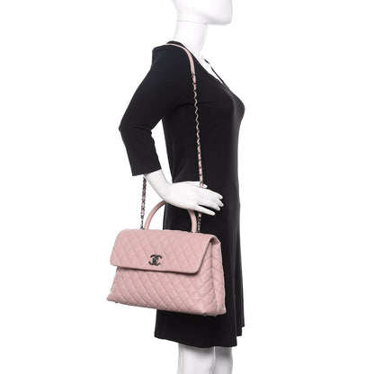 Chanel Caviar Quilted Medium Coco Handle Flap Light Pink 2 of 12