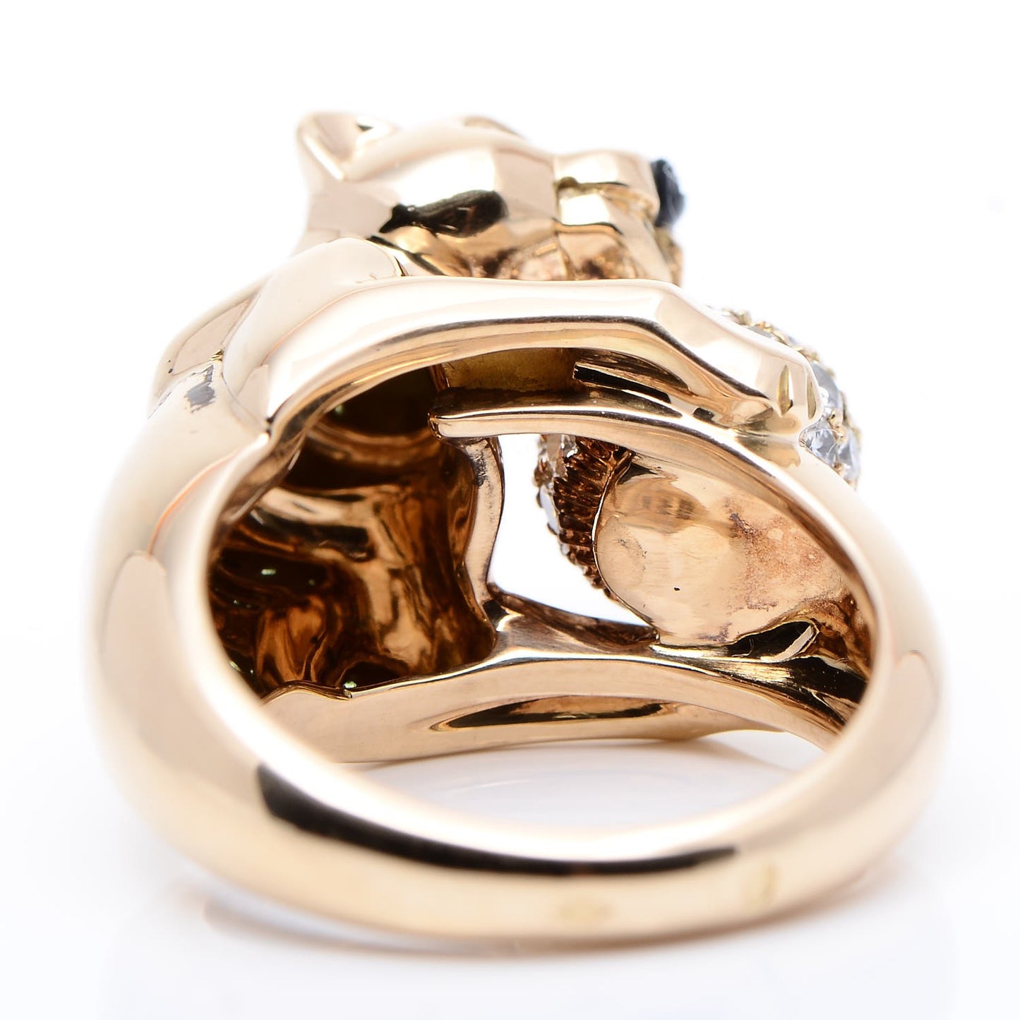 18K Yellow Gold Diamond Onyx Emerald Panthère De Ring 53 6.25