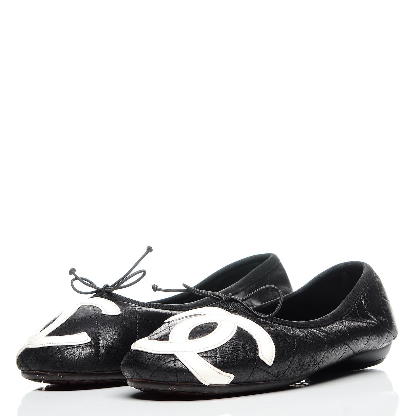 Lambskin Cambon Quilted Ballerina Flats 39 Black