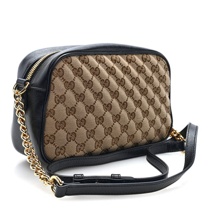 Gucci Monogram Matelasse Diagonal Small GG Marmont Chain Shoulder Bag Beige Black 3 of 10