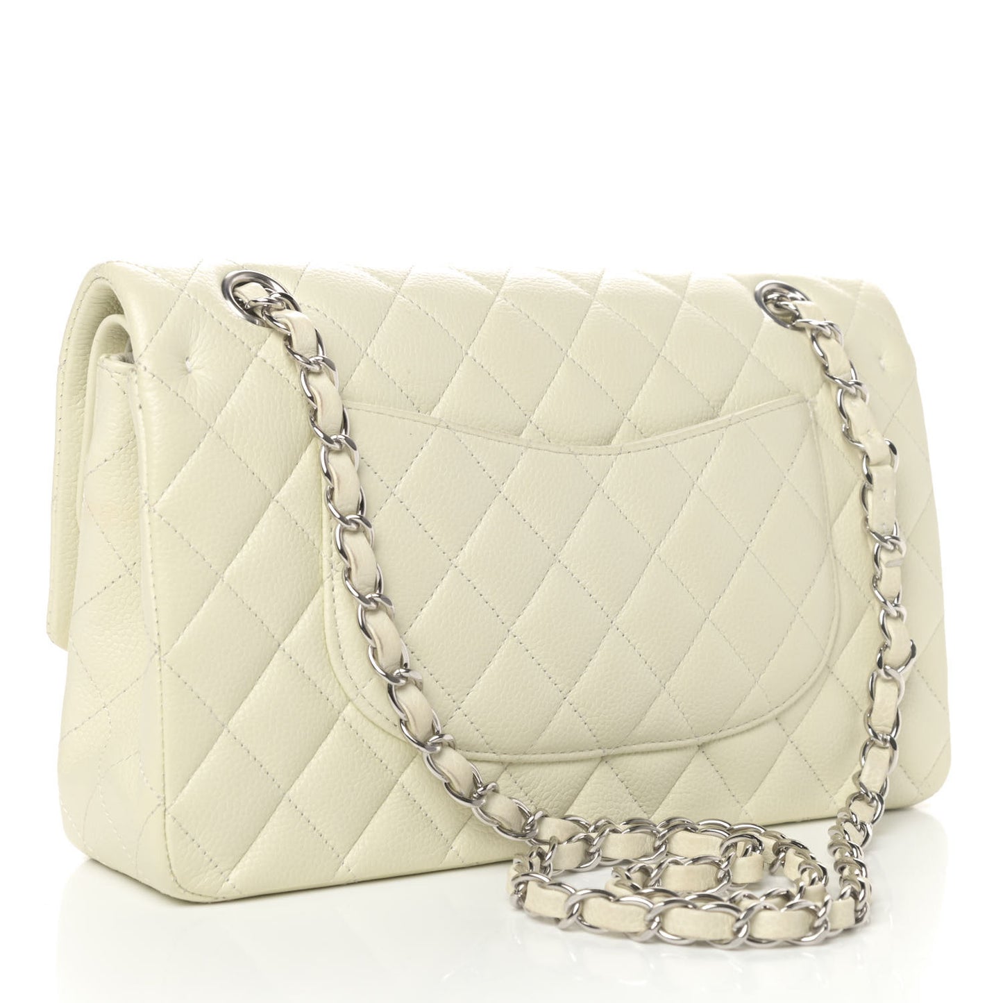 Caviar Quilted Medium Double Flap Light Green