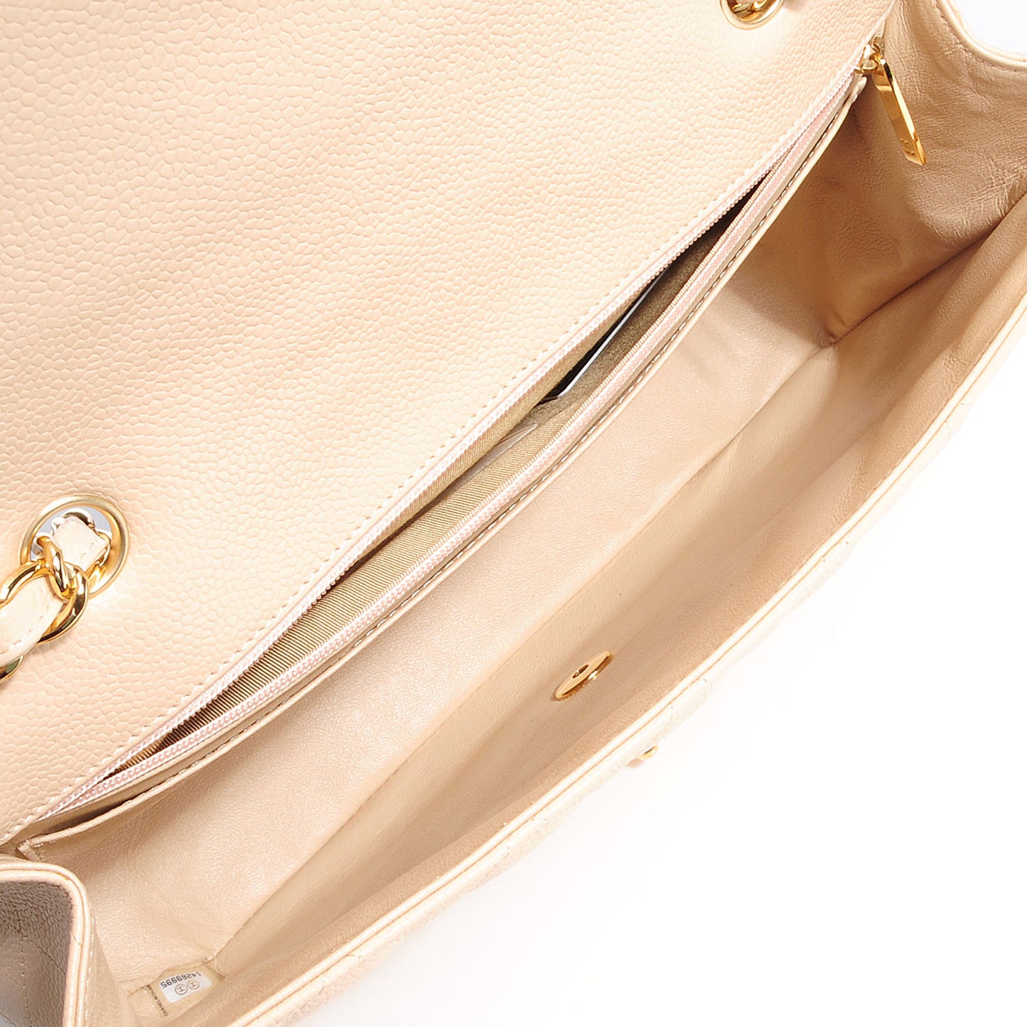Caviar Jumbo Single Flap Beige Clair