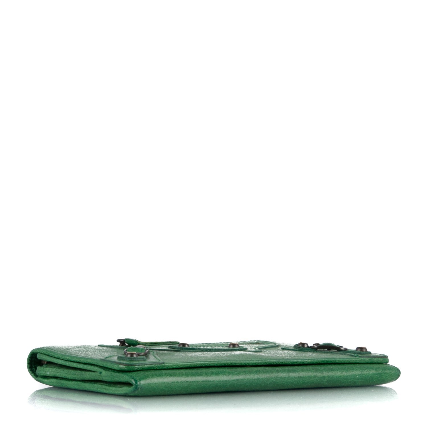 Balenciaga Agneau Classic Hardware Money Wallet Vert Poker 4 of 6