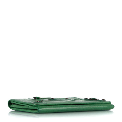 Balenciaga Agneau Classic Hardware Money Wallet Vert Poker 4 of 6