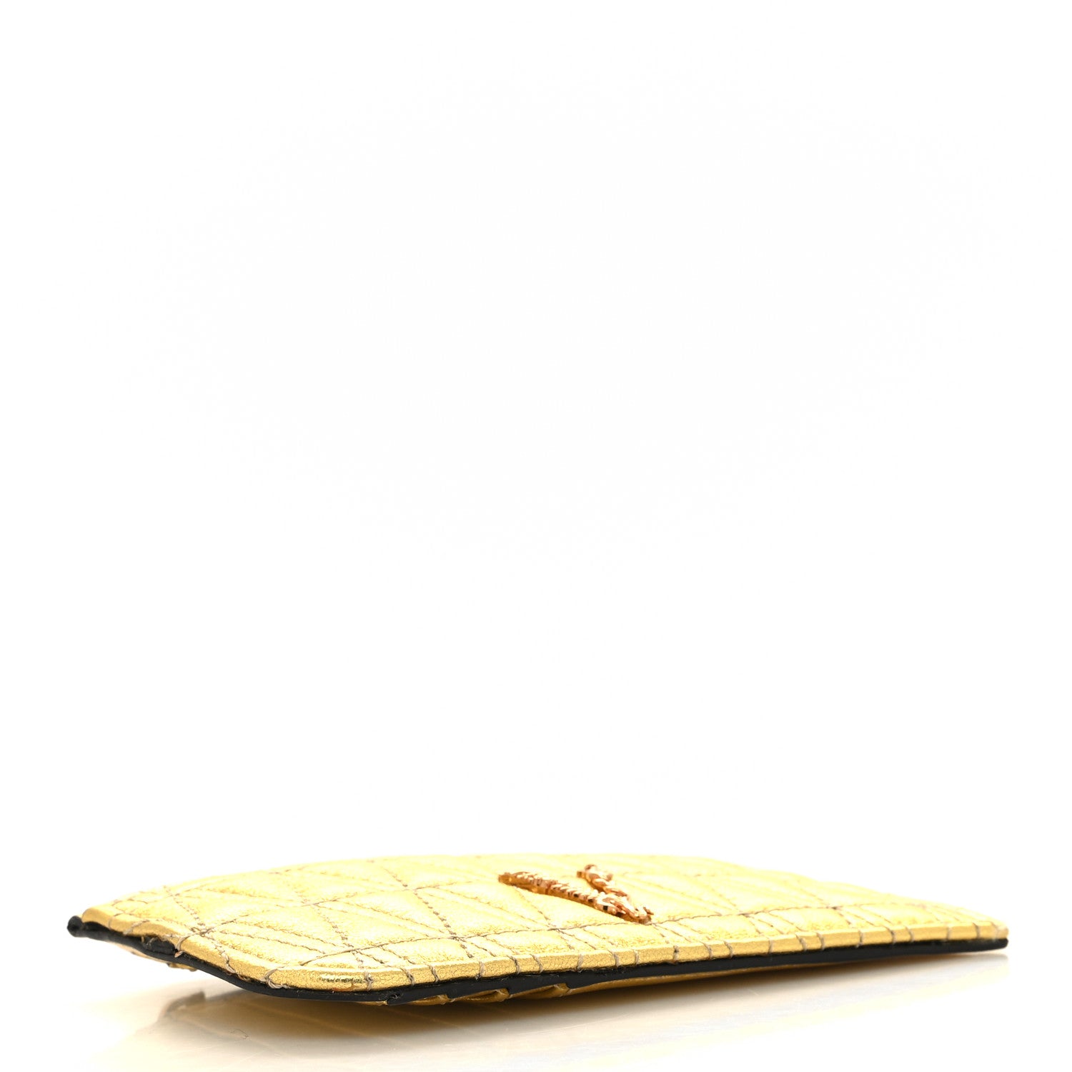 Versace Metallic Nappa Quilted Virtus Zip Pouch Card Holder Gold 4 of 8