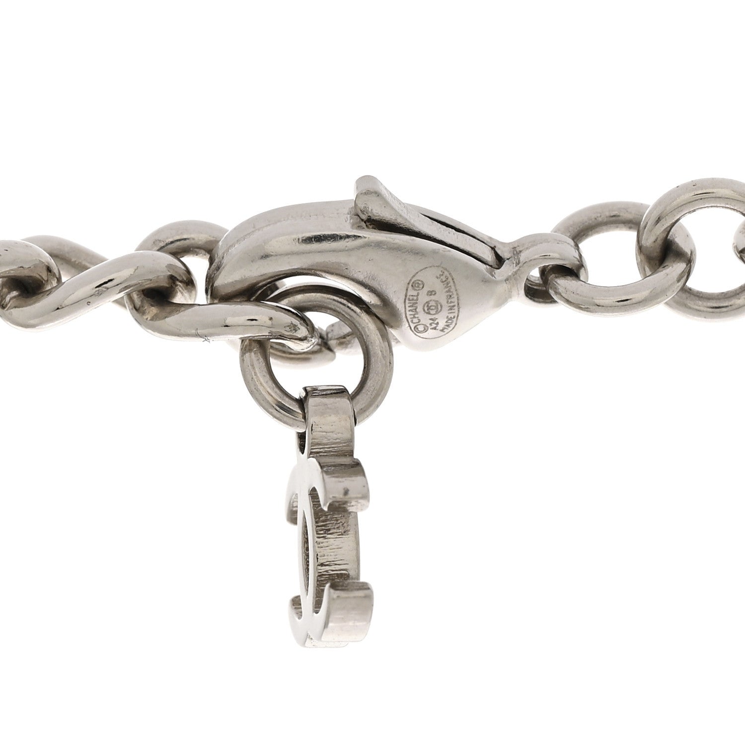 Chanel Metal CC Short Chain Necklace Silver 4 of 6