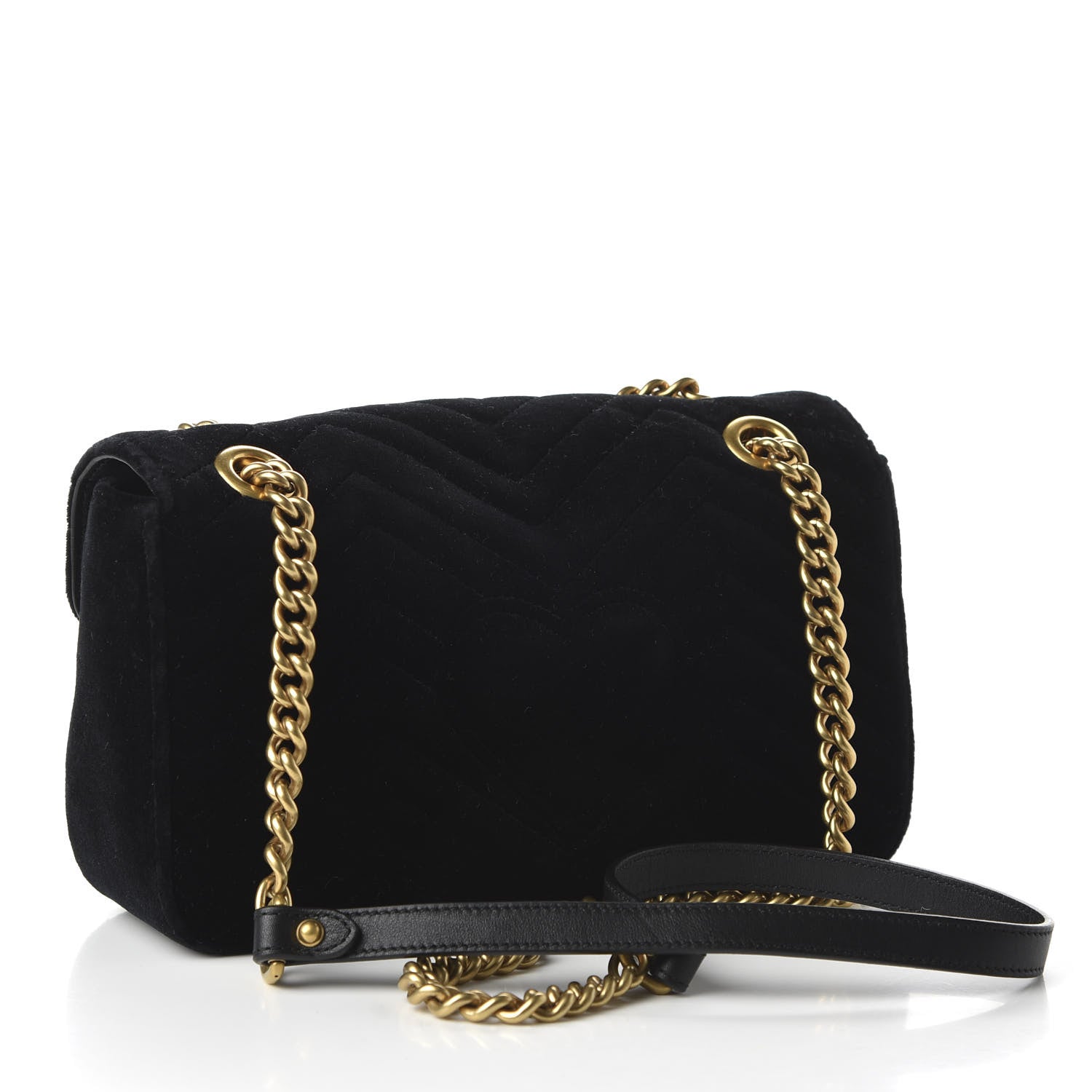 Gucci Velvet Matelasse Marquise Crystals Embroidered Small GG Marmont Shoulder Bag Black 3 of 10