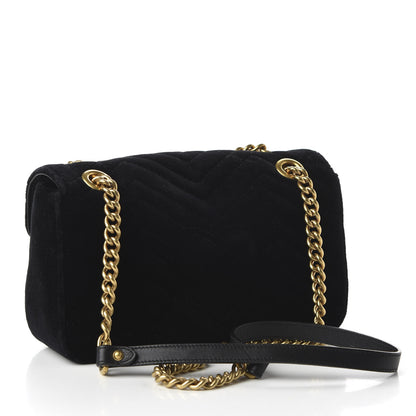 Gucci Velvet Matelasse Marquise Crystals Embroidered Small GG Marmont Shoulder Bag Black 3 of 10