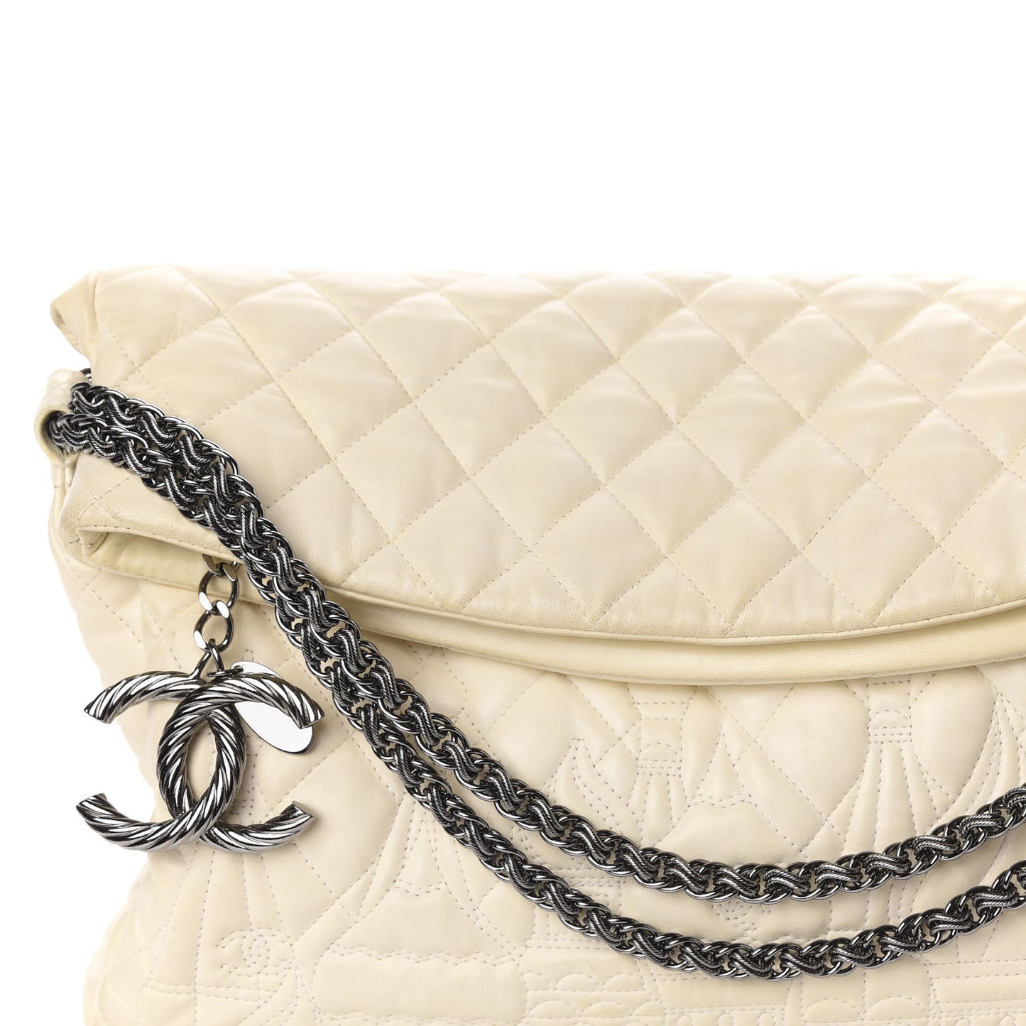 Lambskin Quilted Large Paris Moscou Red Square Bag Beige