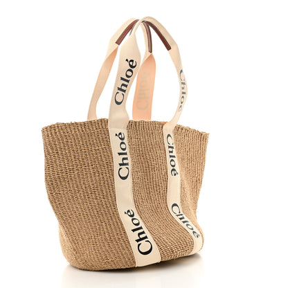 Chloe Raffia Large Woody Tote White 3 of 10