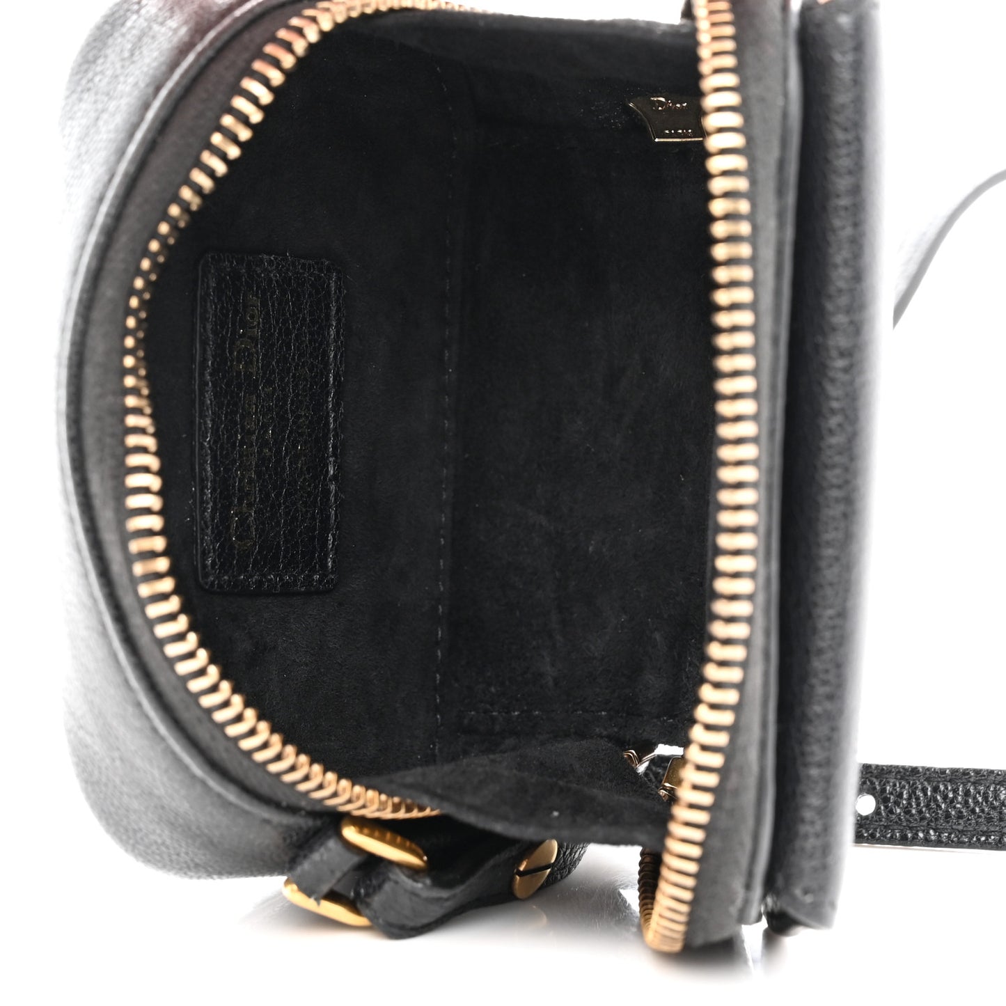 Goatskin Mini Saddle Shoulder Strap Pouch Black