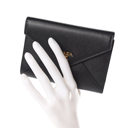 Prada Saffiano Compact Envelope Wallet Black 2 of 6