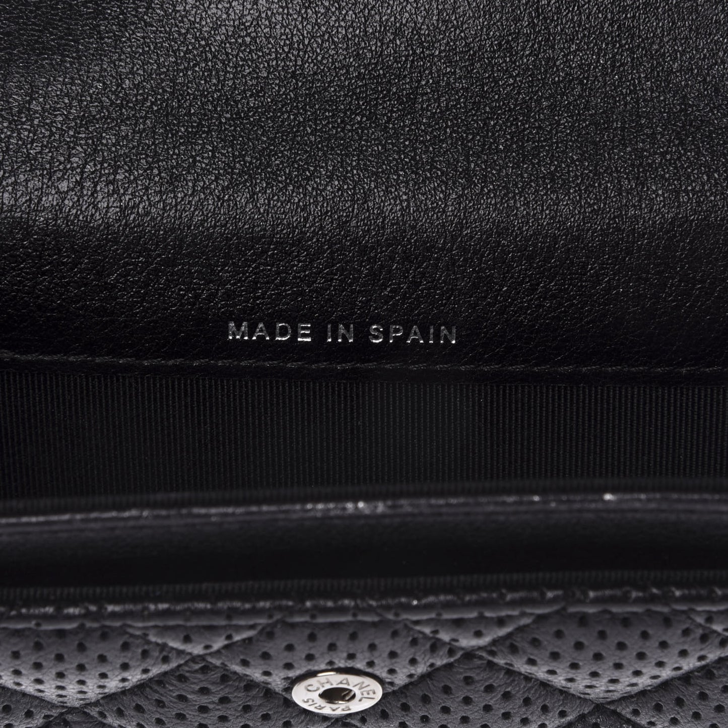 Metallic Calfskin Perforated Quilted Card Holder Grey