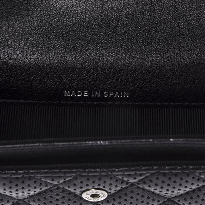 Chanel Metallic Calfskin Perforated Quilted Card Holder Grey 7 of 9