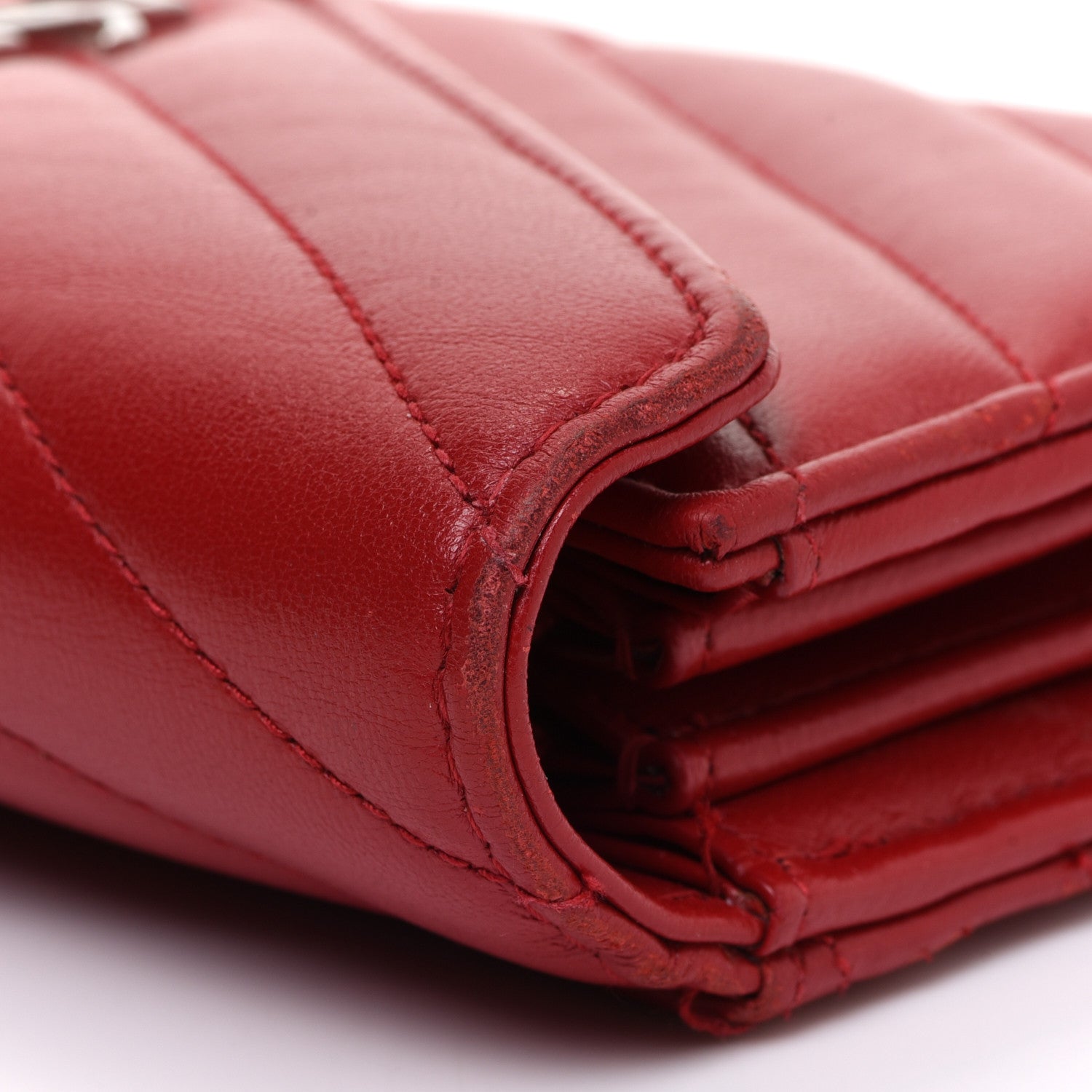Saint Laurent Lambskin Y Quilt Monogram Large Loulou Flap Wallet Rouge Eros 10 of 13