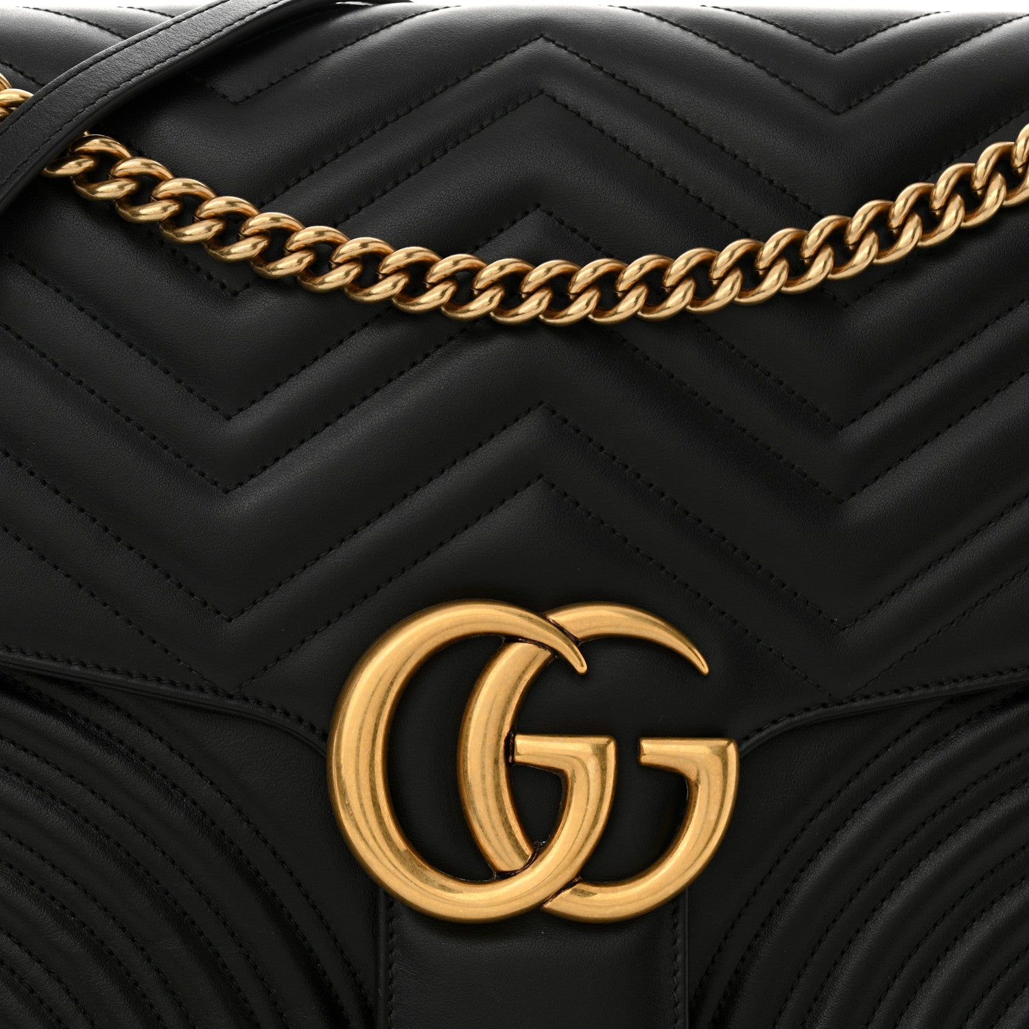 Gucci Calfskin Matelasse Large GG Marmont Shoulder Bag Black 8 of 12