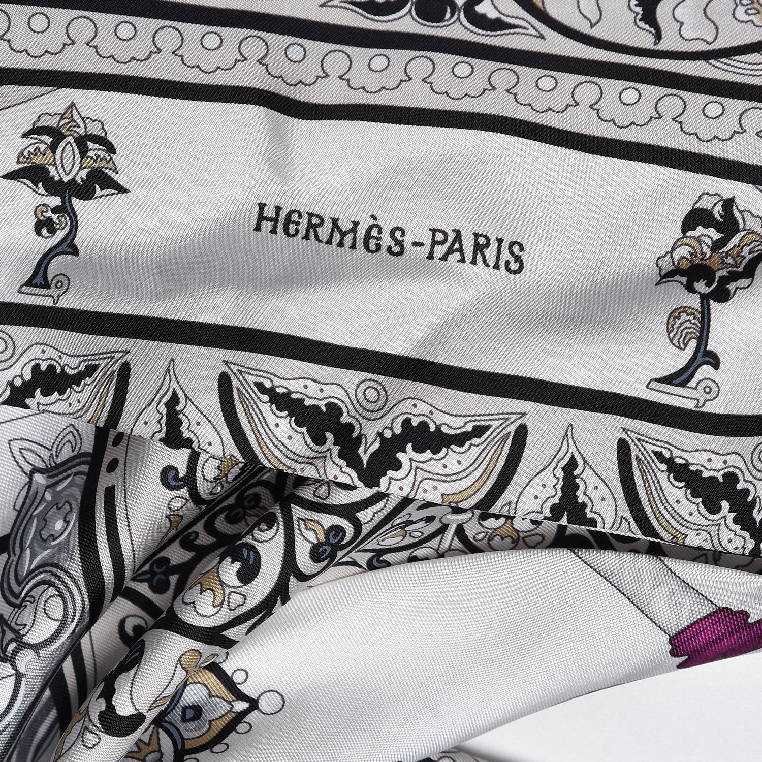 Hermes Matte Niloticus Crocodile Silk Textile Accessory Ciels Byzantins Scarf 3 of 6