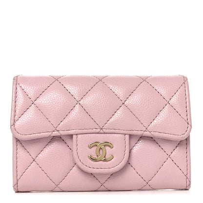 Chanel Caviar Quilted Flap Card Holder Wallet Light Pink 1 of 9