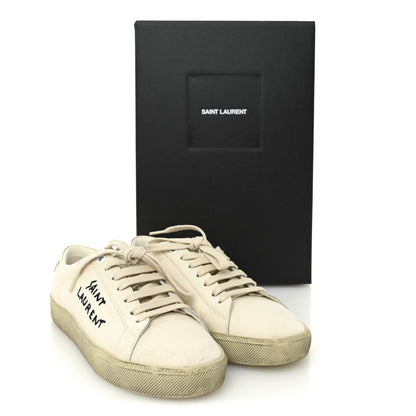 Saint Laurent Distressed Canvas Court Classic Sneakers 37 Panna 9 of 9