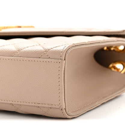 Saint Laurent Grain De Poudre Textured Mixed Matelasse Triquilt Medium Monogram Satchel Dark Beige 10 of 11