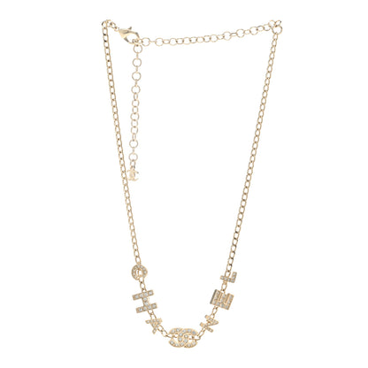 Chanel Metal Crystal CC Logo Necklace Gold 3 of 6