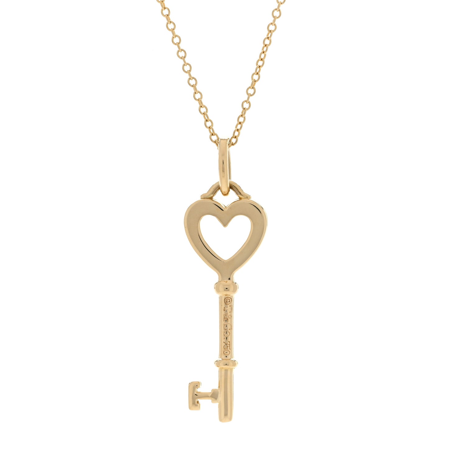18K Yellow Gold Mini Heart Key Pendant Necklace