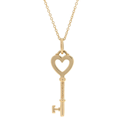 Tiffany 18K Yellow Gold Mini Heart Key Pendant Necklace 3 of 4