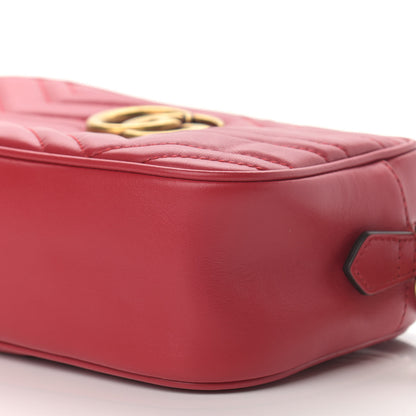 Gucci Calfskin Matelasse Small GG Marmont Chain Shoulder Bag Hibiscus Red 10 of 10