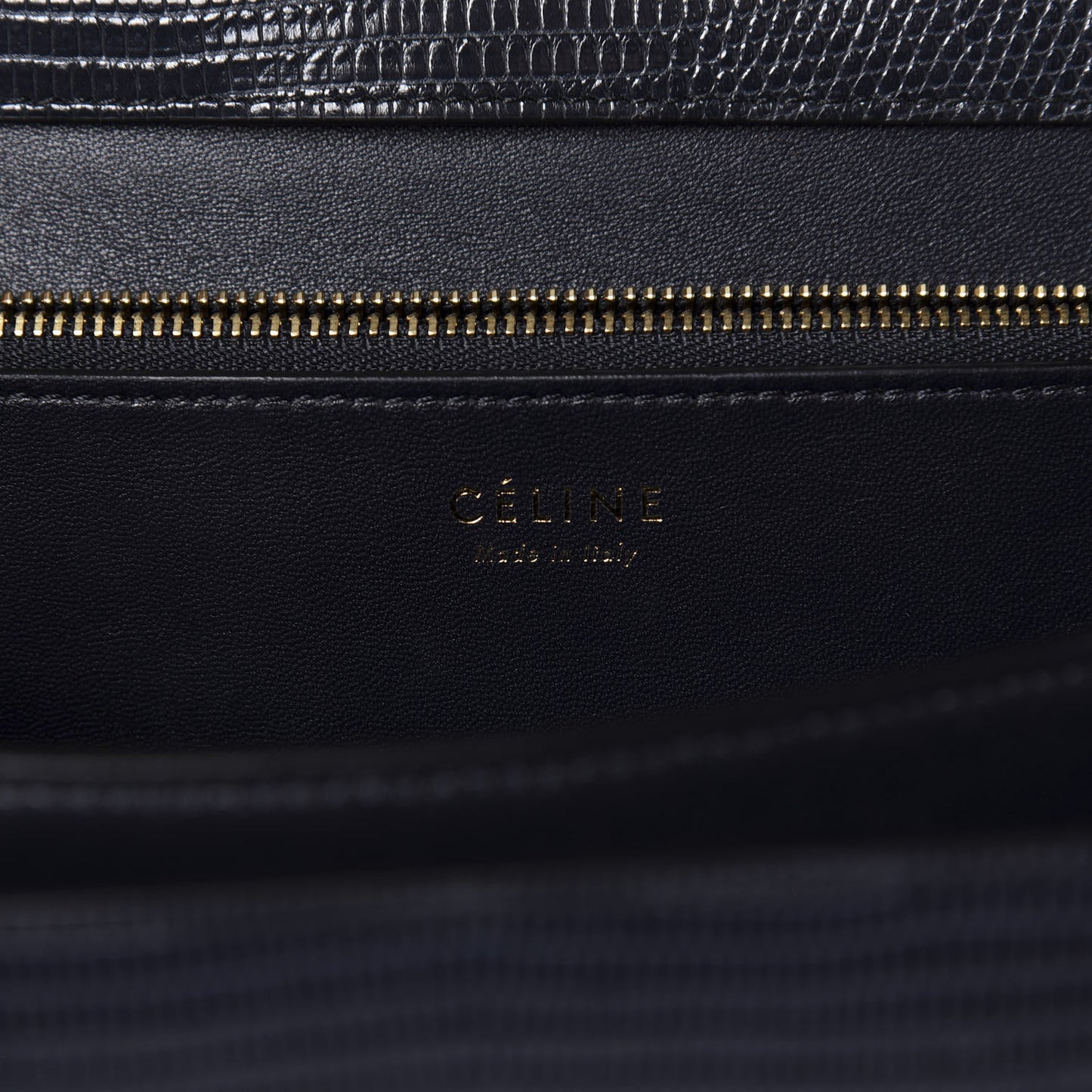 Lizard Medium Classic Box Flap Bag Navy
