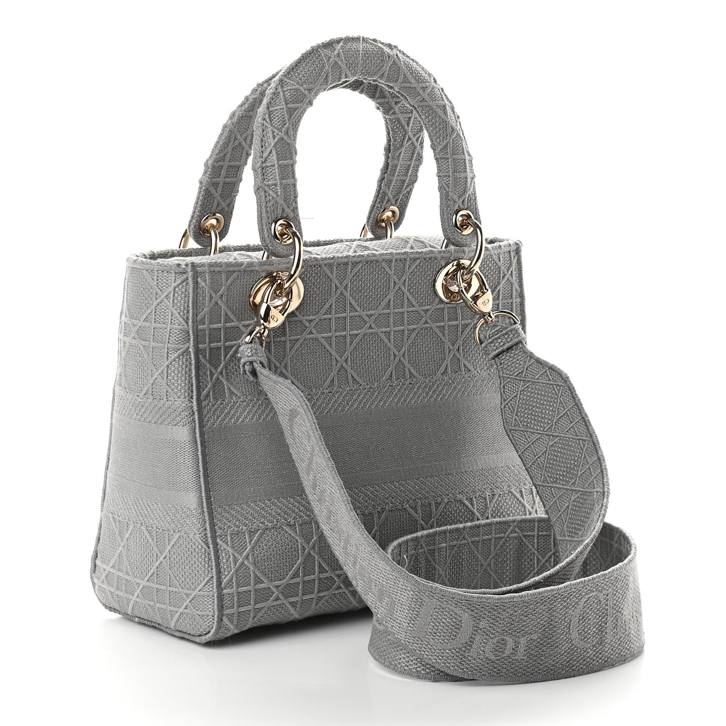 Canvas Embroidered Cannage Medium Lady D-Lite Gray