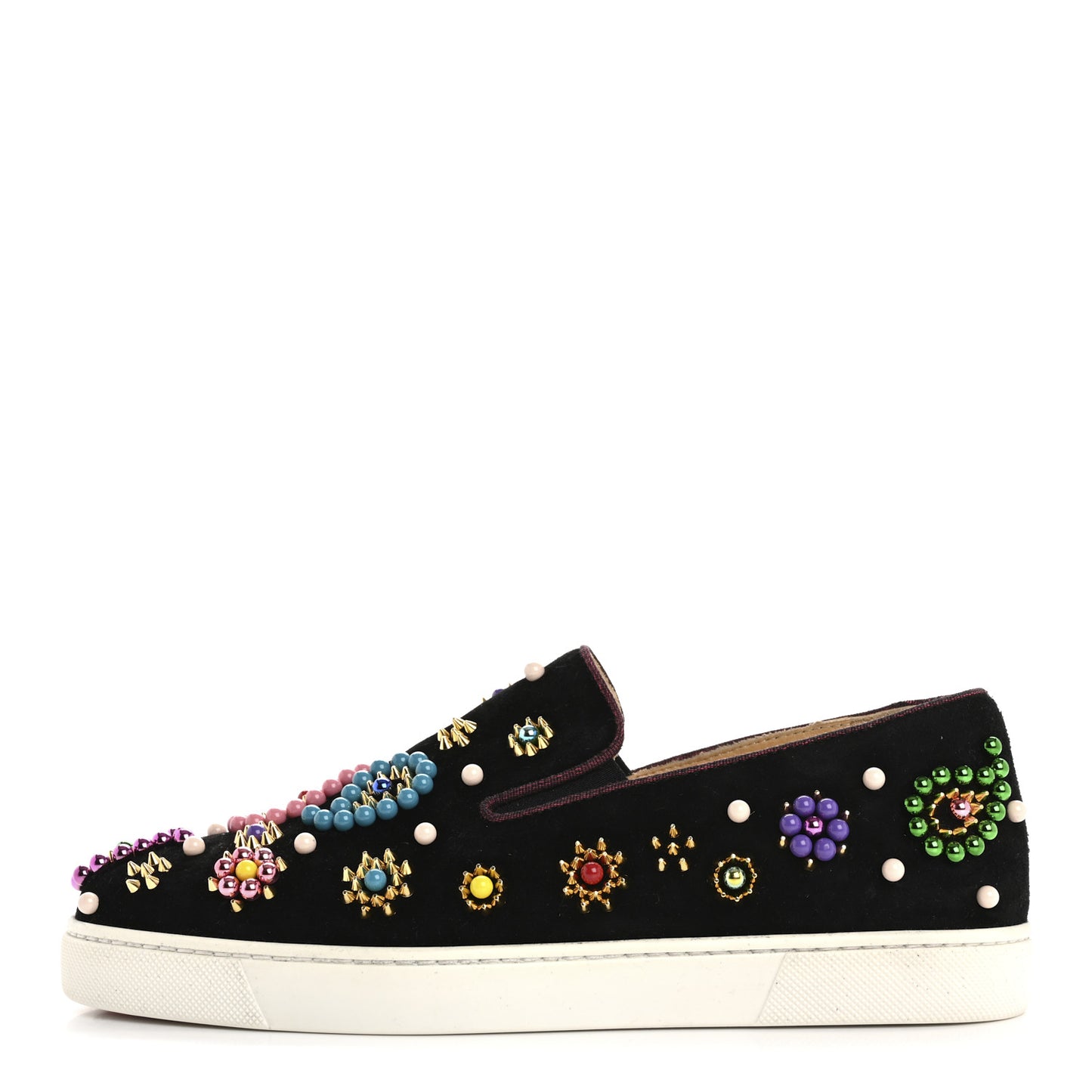 Veau Velours Beaded Candy Boat Flats 39 Black