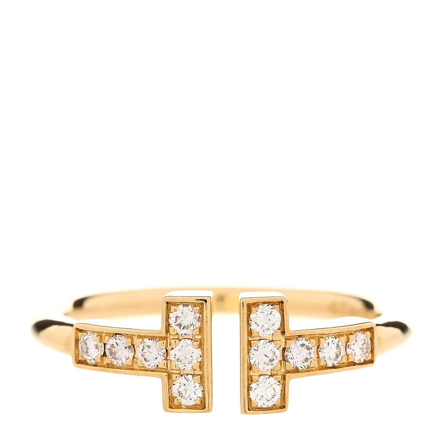 18K Yellow Gold Diamond T Wire Ring 48 4.5