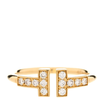 Tiffany 18K Yellow Gold Diamond T Wire Ring 48 4.5 1 of 5