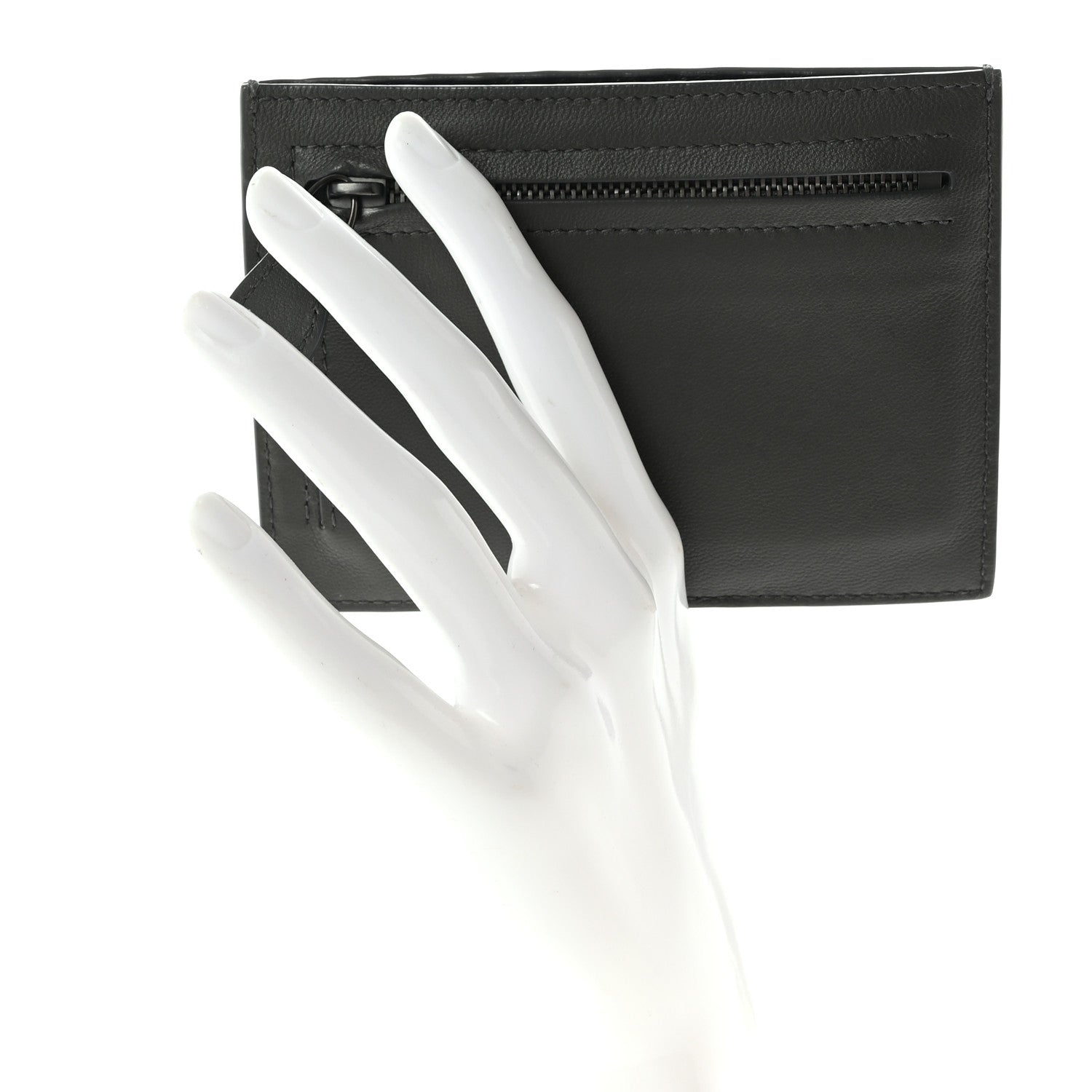 Bottega Veneta Nappa Intrecciato Zip Card Holder Grey 2 of 8