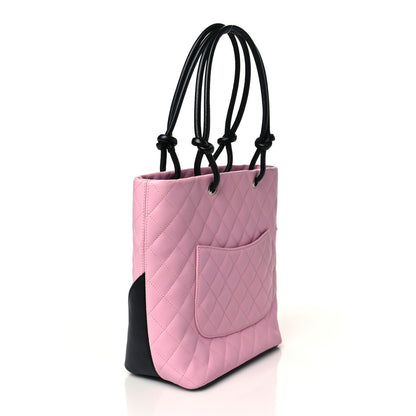 Chanel Calfskin Quilted Medium Cambon Tote Pink Black 3 of 10